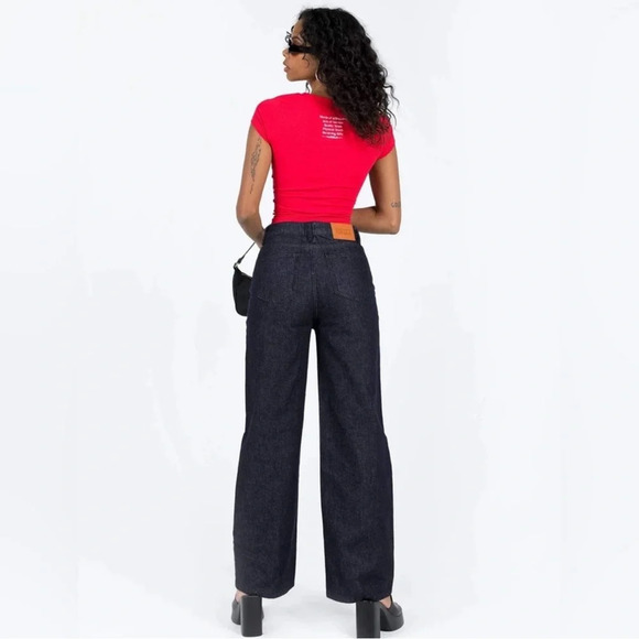 Princess Polly NWT Indiyah Wide Leg Dark Wash Jeans - Picture 2 of 9